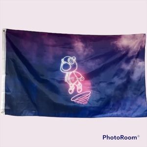 Kanye glowing bear logo Flag banner tapestry music rap artists bedroom dorm